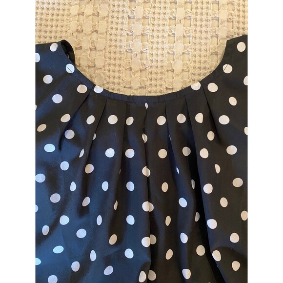 Merona Blouse Size Large Sleeveless B&W Polka Dot Light Fabric Stylish Classy - Picture 4 of 10